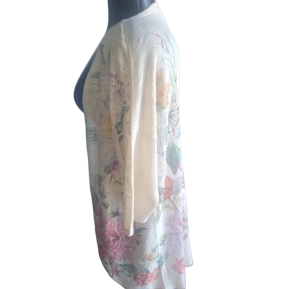 Live In The Moment Floral Cream Knit Cardigan XL - Picture 4 of 6